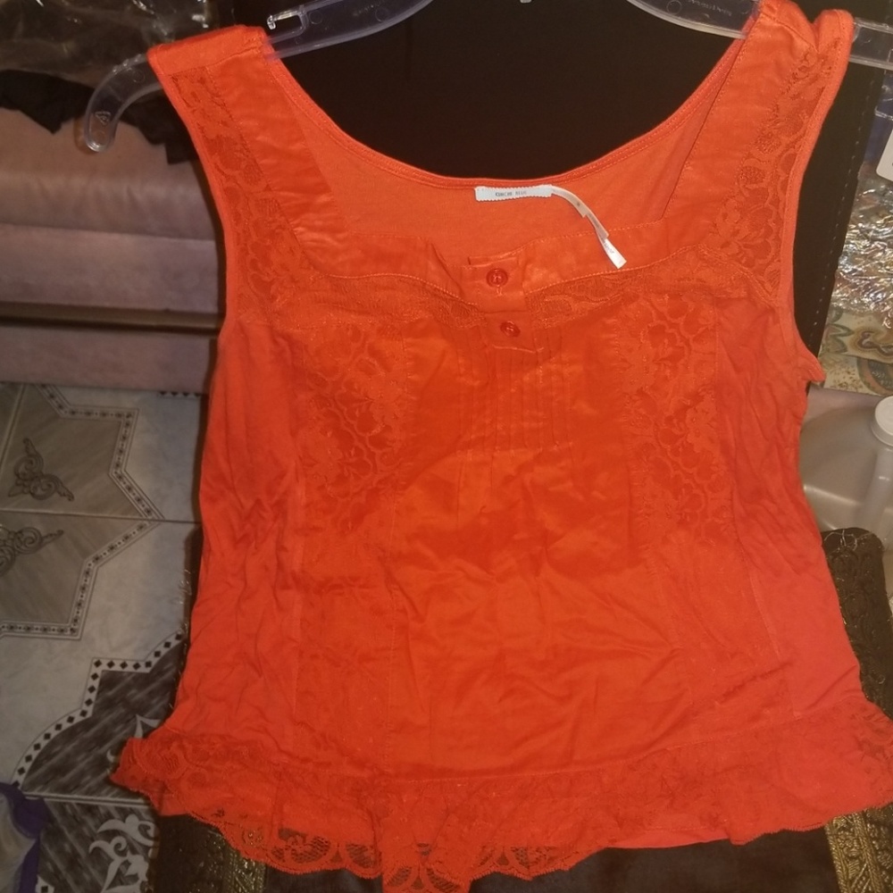 Kimchi Blue Dainty Lace Inset Henley Top NEW - Picture 4 of 7